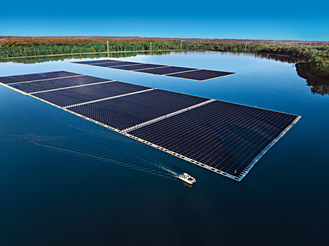 The Canoe Brook floating solar array is turning underutilized space into a source of clean energy. (Photo: Business Wire)